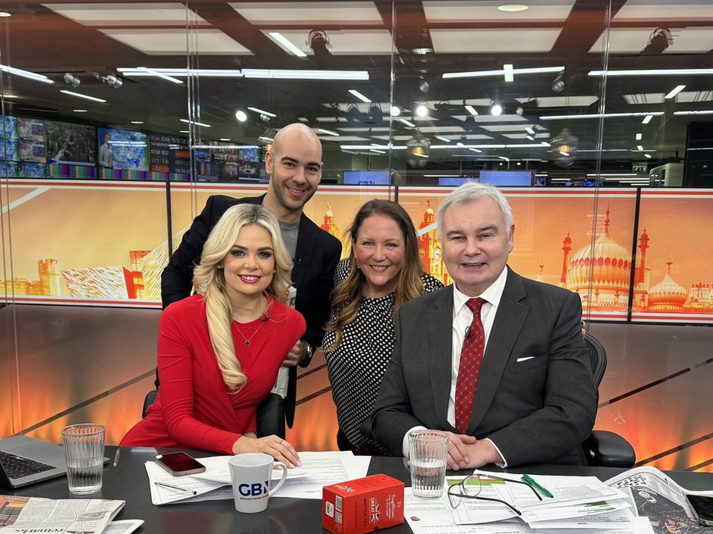 Leon Emirali with Eamonn Holmes and the GB News Breakfast presenters